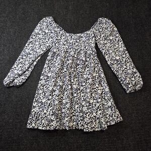Abercrombie & Fitch Navy and Black White Floral Mini Dress Flowy